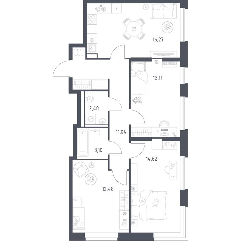 2-BD Apartment Sale, 72.1平方米 at Kvartal Strogino, zhiloy kompleks Kvartal Strogino, Krasnogorsk, Moscow Region, Russia #1 2-BD Apartment Sale, 72.1平方米 at Kvartal Strogino, zhiloy kompleks Kvartal Strogino, Krasnogorsk, Moscow Region, Russia #1