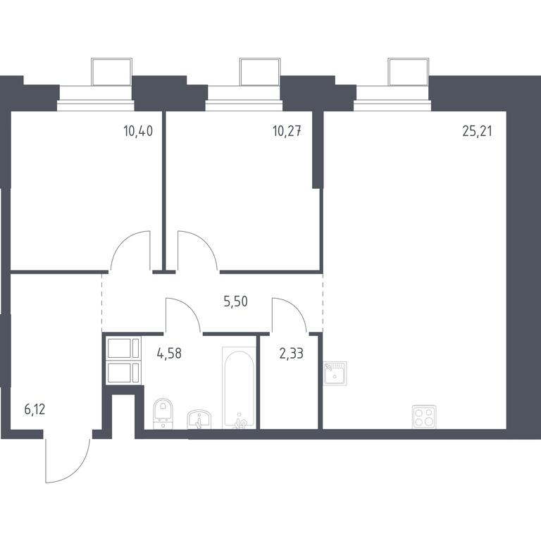 1-BD Apartment Sale, 64.58 sq. m. at Troparevo Park, Kiyevskoye shosse, 21-y kilometr, 3с4, Mosrentgen Settlement, Moscow, Russia #1