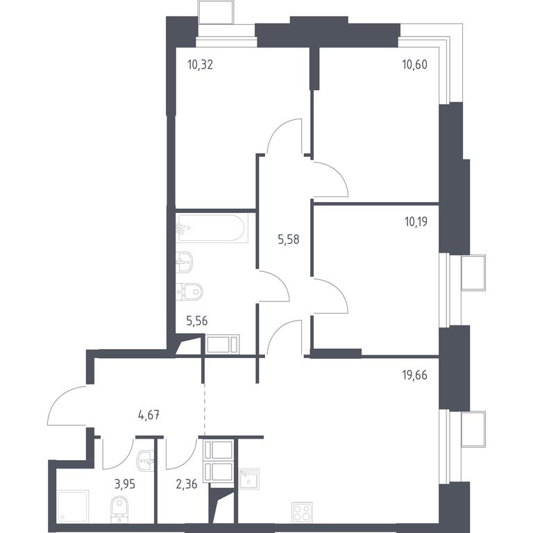 2-BD Apartment Sale, 73 sq. m. at Troparevo Park, Kiyevskoye shosse, 21-y kilometr, 3с4, Mosrentgen Settlement, Moscow, Russia #1