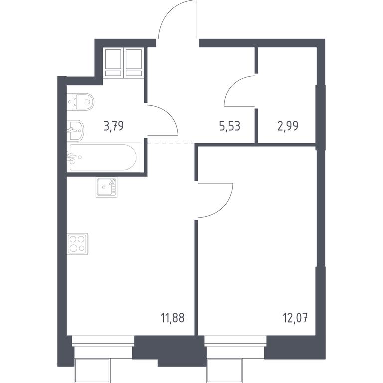 Apartment Sale, 36.47 sq. m. at Troparevo Park, Kiyevskoye shosse, 21-y kilometr, 3с4, Mosrentgen Settlement, Moscow, Russia #1