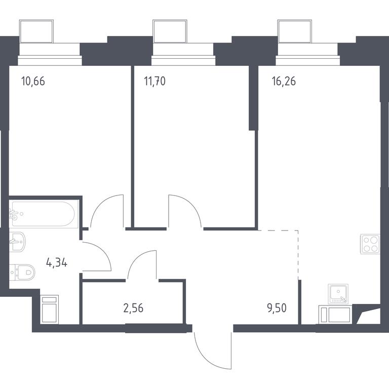 1-BD Apartment Sale, 55.34 sq. m. at Troparevo Park, Kiyevskoye shosse, 21-y kilometr, 3с4, Mosrentgen Settlement, Moscow, Russia #1