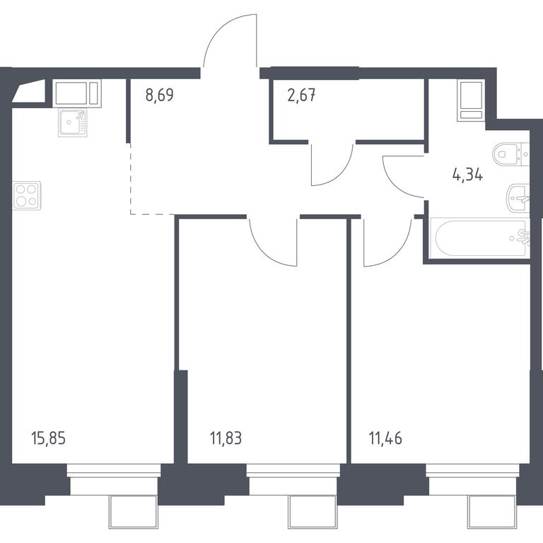 1-BD Apartment Sale, 55.1平方米 at Troparevo Park, Kiyevskoye shosse, 21-y kilometr, 3с4, Mosrentgen Settlement, Moscow, Russia #1 1-BD Apartment Sale, 55.1平方米 at Troparevo Park, Kiyevskoye shosse, 21-y kilometr, 3с4, Mosrentgen Settlement, Moscow, Russia #1