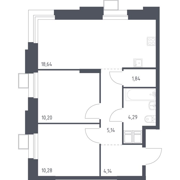 1-BD Apartment Sale, 54.74平方米 at Troparevo Park, Kiyevskoye shosse, 21-y kilometr, 3с4, Mosrentgen Settlement, Moscow, Russia #1 1-BD Apartment Sale, 54.74平方米 at Troparevo Park, Kiyevskoye shosse, 21-y kilometr, 3с4, Mosrentgen Settlement, Moscow, Russia #1