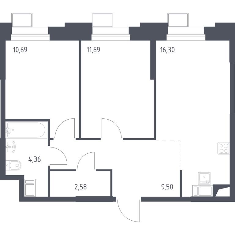 1-BD Apartment Sale, 55.34 sq. m. at Troparevo Park, Kiyevskoye shosse, 21-y kilometr, 3с4, Mosrentgen Settlement, Moscow, Russia #1