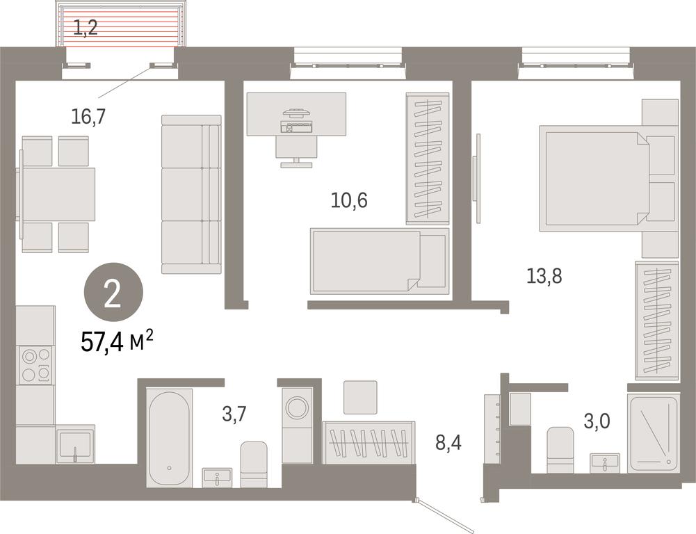 2-BD Apartment Sale, 57.4 sq. m. at Kvartal Metronom, Tagilskaya Street, Moscow, Russia #1 2-BD Apartment Sale, 57.4 sq. m. at Kvartal Metronom, Tagilskaya Street, Moscow, Russia #1