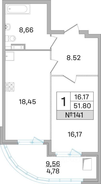 Apartment Sale, 51.4平方米 at Dom-Megalit v Korolyove, Kalinina Street, 11, Korolyov, Moscow Region, Russia #1 Apartment Sale, 51.4平方米 at Dom-Megalit v Korolyove, Kalinina Street, 11, Korolyov, Moscow Region, Russia #1