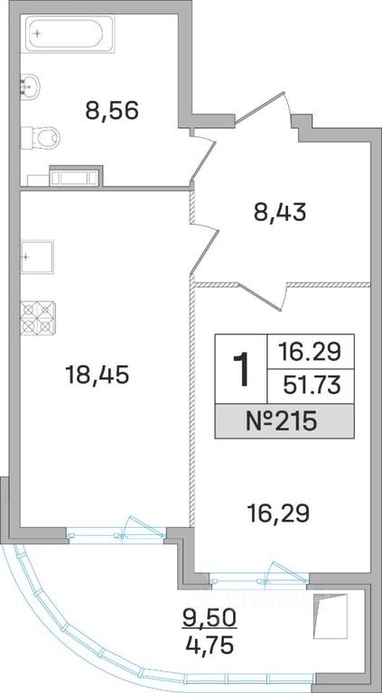 Apartment Sale, 51.8平方米 at Dom-Megalit v Korolyove, Kalinina Street, 11, Korolyov, Moscow Region, Russia #1 Apartment Sale, 51.8平方米 at Dom-Megalit v Korolyove, Kalinina Street, 11, Korolyov, Moscow Region, Russia #1