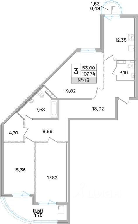 2-BD Apartment Sale, 107.8平方米 at Dom-Megalit v Korolyove, Kalinina Street, 11, Korolyov, Moscow Region, Russia #1 2-BD Apartment Sale, 107.8平方米 at Dom-Megalit v Korolyove, Kalinina Street, 11, Korolyov, Moscow Region, Russia #1