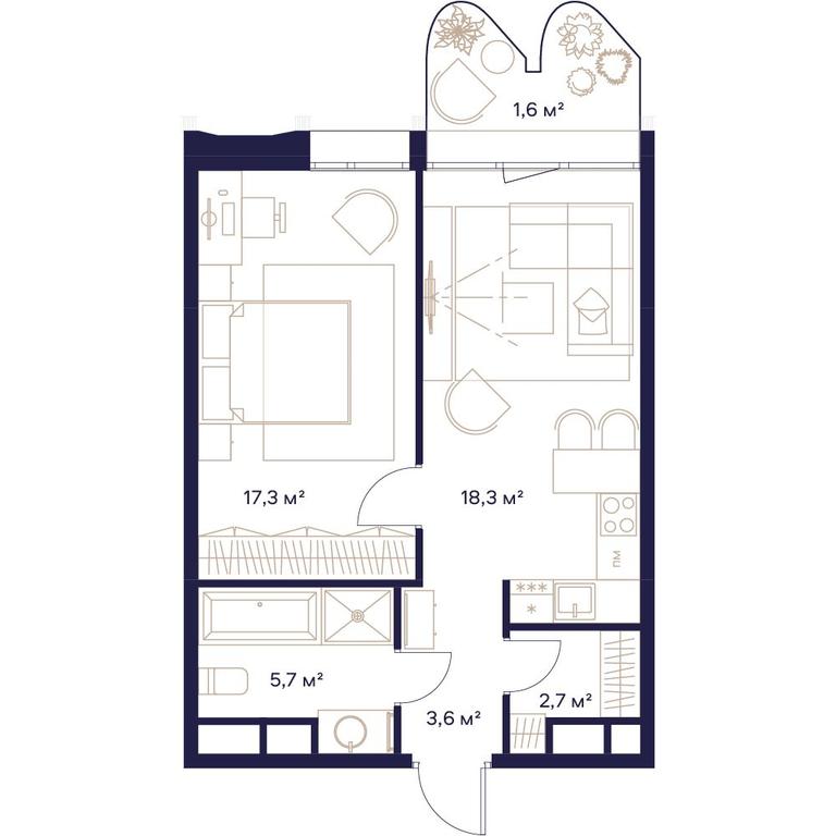 1-BD Apartment Sale, 49.2平方米 at Soyuz, Selskokhozyaystvennaya Street, Moscow, Russia #1 1-BD Apartment Sale, 49.2平方米 at Soyuz, Selskokhozyaystvennaya Street, Moscow, Russia #1