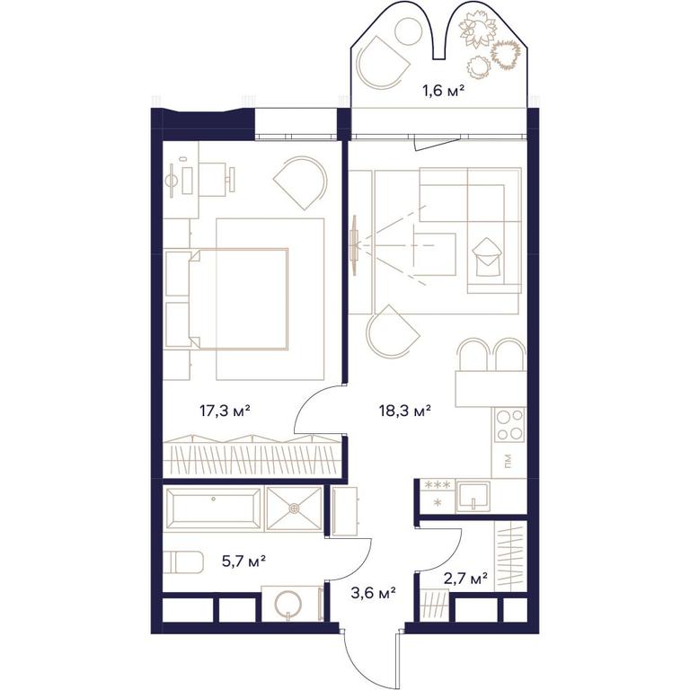1-BD Apartment Sale, 49.2平方米 at Soyuz, Selskokhozyaystvennaya Street, Moscow, Russia #1 1-BD Apartment Sale, 49.2平方米 at Soyuz, Selskokhozyaystvennaya Street, Moscow, Russia #1