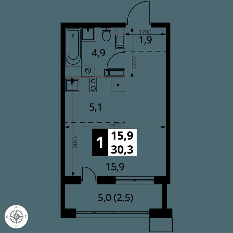 Apartment Sale, 30.3 sq. m. at 1-y Salarevskiy, Kiyevskoye Highway, Moskovskiy Settlement, Moscow, Russia #2