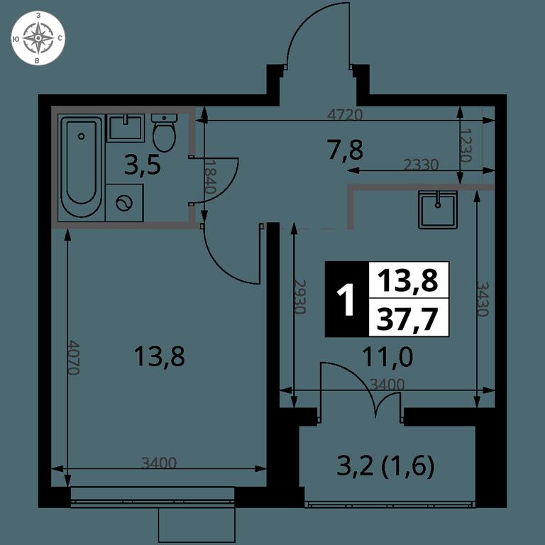 1-BD Apartment Sale, 37.7 sq. m. at 1-y Salarevskiy, Kiyevskoye Highway, Moskovskiy Settlement, Moscow, Russia #2