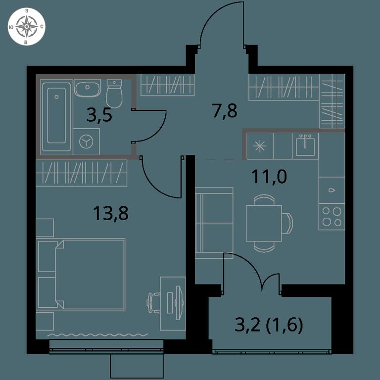 1-BD Apartment Sale, 37.7 sq. m. at 1-y Salarevskiy, Kiyevskoye Highway, Moskovskiy Settlement, Moscow, Russia #1