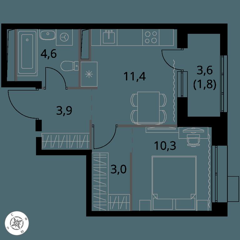 1-BD Apartment Sale, 35 sq. m. at 1-y Salarevskiy, Kiyevskoye Highway, Moskovskiy Settlement, Moscow, Russia #1