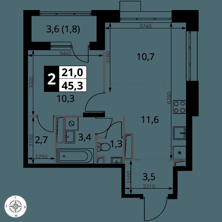 2-BD Apartment Sale, 45.3 sq. m. at 1-y Salarevskiy, Kiyevskoye Highway, Moskovskiy Settlement, Moscow, Russia #2 2-BD Apartment Sale, 45.3 sq. m. at 1-y Salarevskiy, Kiyevskoye Highway, Moskovskiy Settlement, Moscow, Russia #2