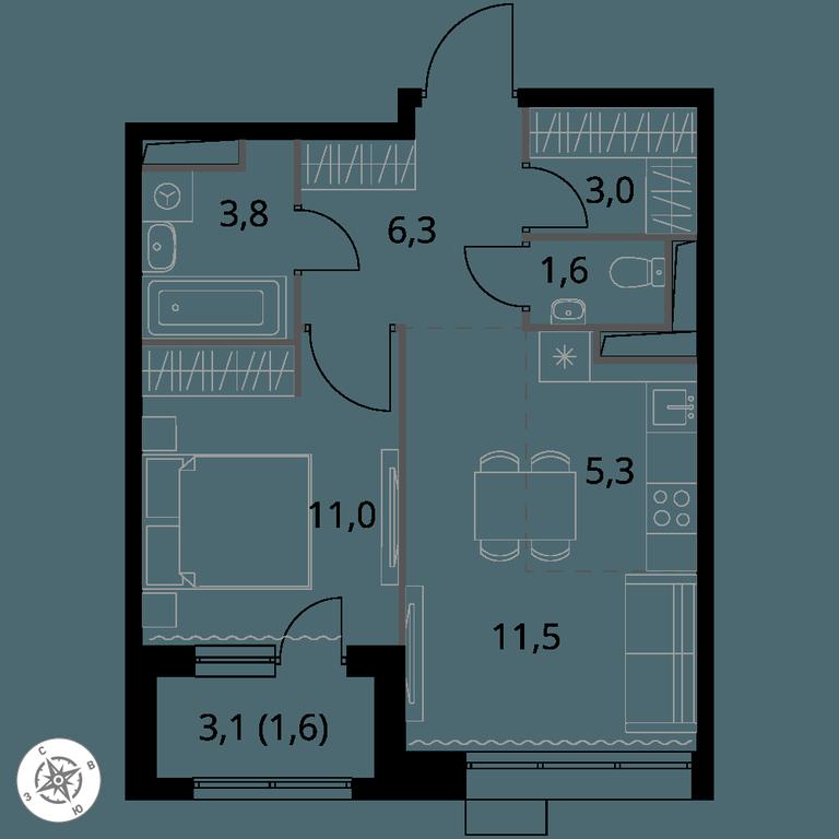 2-BD Apartment Sale, 44.1 sq. m. at 1-y Salarevskiy, Kiyevskoye Highway, Moskovskiy Settlement, Moscow, Russia #1