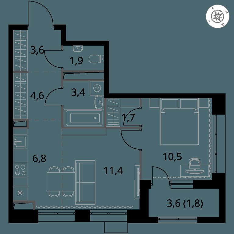 2-BD Apartment Sale, 45.7 sq. m. at 1-y Salarevskiy, Kiyevskoye Highway, Moskovskiy Settlement, Moscow, Russia #1