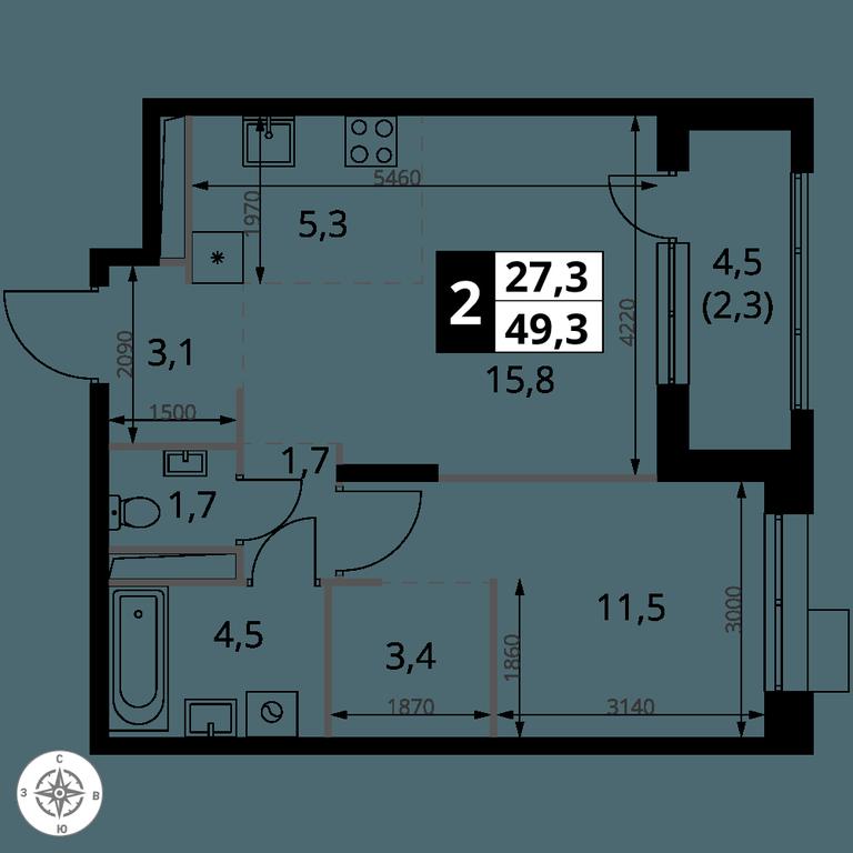 2-BD Apartment Sale, 49.3 sq. m. at 1-y Salarevskiy, Kiyevskoye Highway, Moskovskiy Settlement, Moscow, Russia #2 2-BD Apartment Sale, 49.3 sq. m. at 1-y Salarevskiy, Kiyevskoye Highway, Moskovskiy Settlement, Moscow, Russia #2