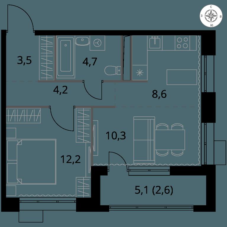 2-BD Apartment Sale, 46.1 sq. m. at 1-y Salarevskiy, Kiyevskoye Highway, Moskovskiy Settlement, Moscow, Russia #1 2-BD Apartment Sale, 46.1 sq. m. at 1-y Salarevskiy, Kiyevskoye Highway, Moskovskiy Settlement, Moscow, Russia #1