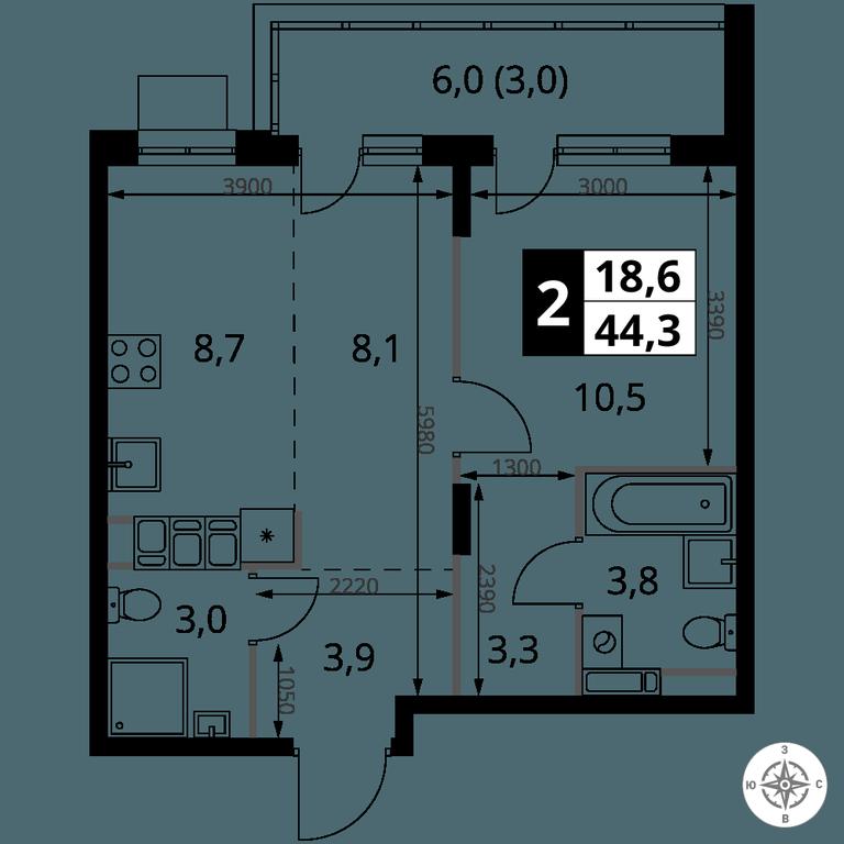 2-BD Apartment Sale, 44.3 sq. m. at 1-y Salarevskiy, Kiyevskoye Highway, Moskovskiy Settlement, Moscow, Russia #2 2-BD Apartment Sale, 44.3 sq. m. at 1-y Salarevskiy, Kiyevskoye Highway, Moskovskiy Settlement, Moscow, Russia #2