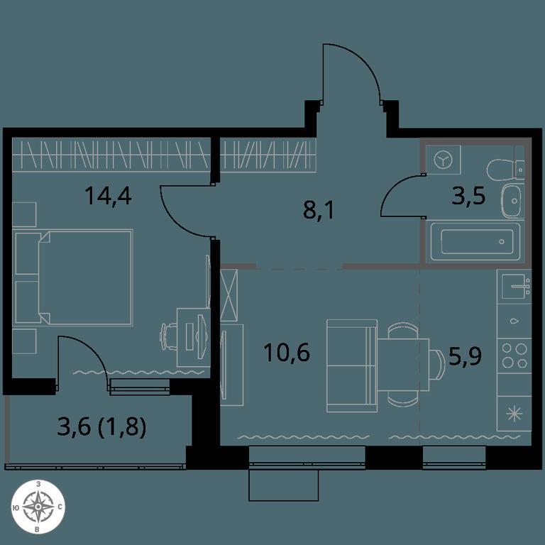 2-BD Apartment Sale, 44.3 sq. m. at 1-y Salarevskiy, Kiyevskoye Highway, Moskovskiy Settlement, Moscow, Russia #1