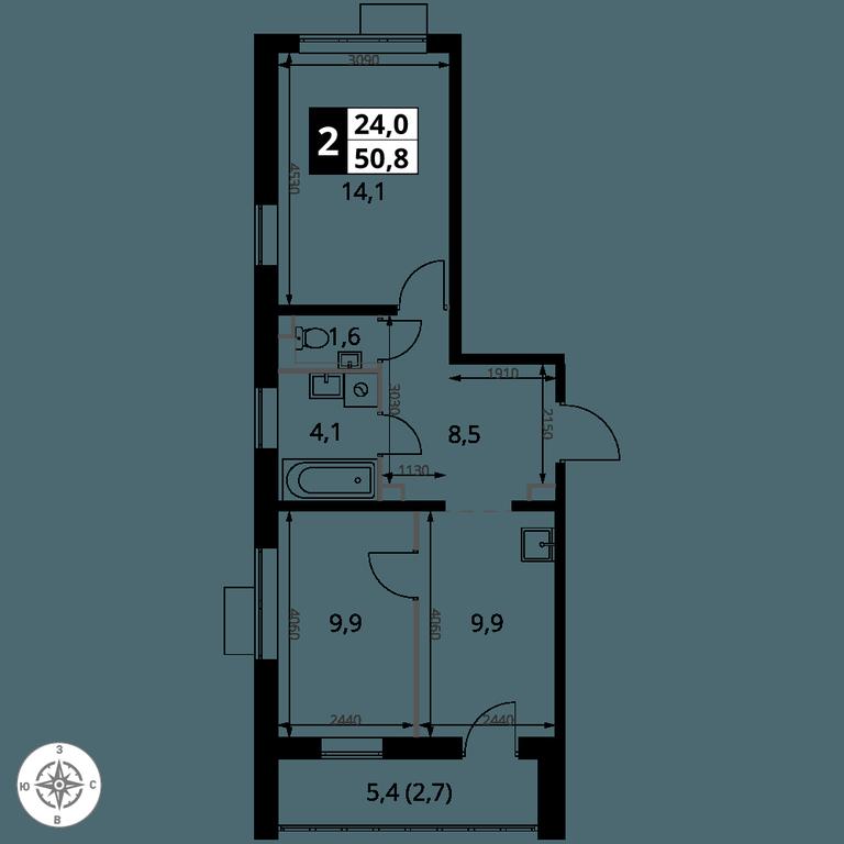 2-BD Apartment Sale, 50.8 sq. m. at 1-y Salarevskiy, Kiyevskoye Highway, Moskovskiy Settlement, Moscow, Russia #2 2-BD Apartment Sale, 50.8 sq. m. at 1-y Salarevskiy, Kiyevskoye Highway, Moskovskiy Settlement, Moscow, Russia #2