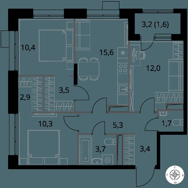 3-BD Apartment Sale, 70.4 sq. m. at 1-y Salarevskiy, Kiyevskoye Highway, Moskovskiy Settlement, Moscow, Russia #1