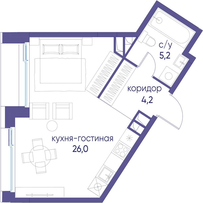 Apartment Sale, 35.4平方米 at Ostrov, Nizhnye Mnyovniki Street, 37Ас4, Moscow, Russia #1