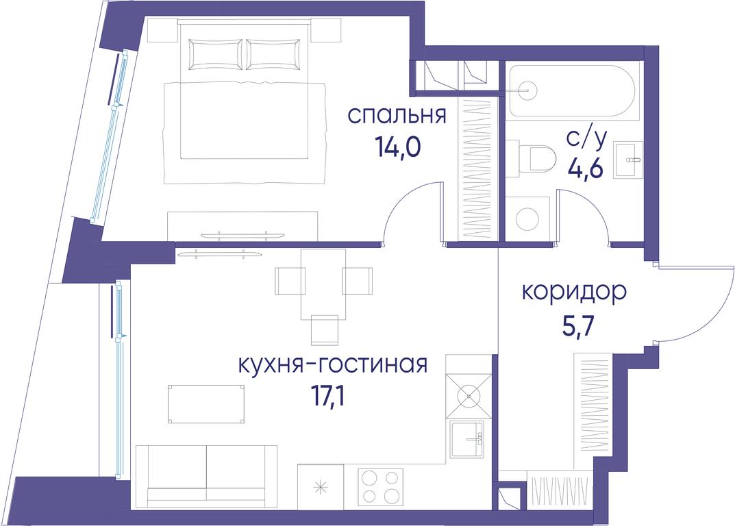1-BD Apartment Sale, 41.4 sq. m. at Ostrov, Nizhnye Mnyovniki Street, 37Ас4, Moscow, Russia #1 1-BD Apartment Sale, 41.4 sq. m. at Ostrov, Nizhnye Mnyovniki Street, 37Ас4, Moscow, Russia #1