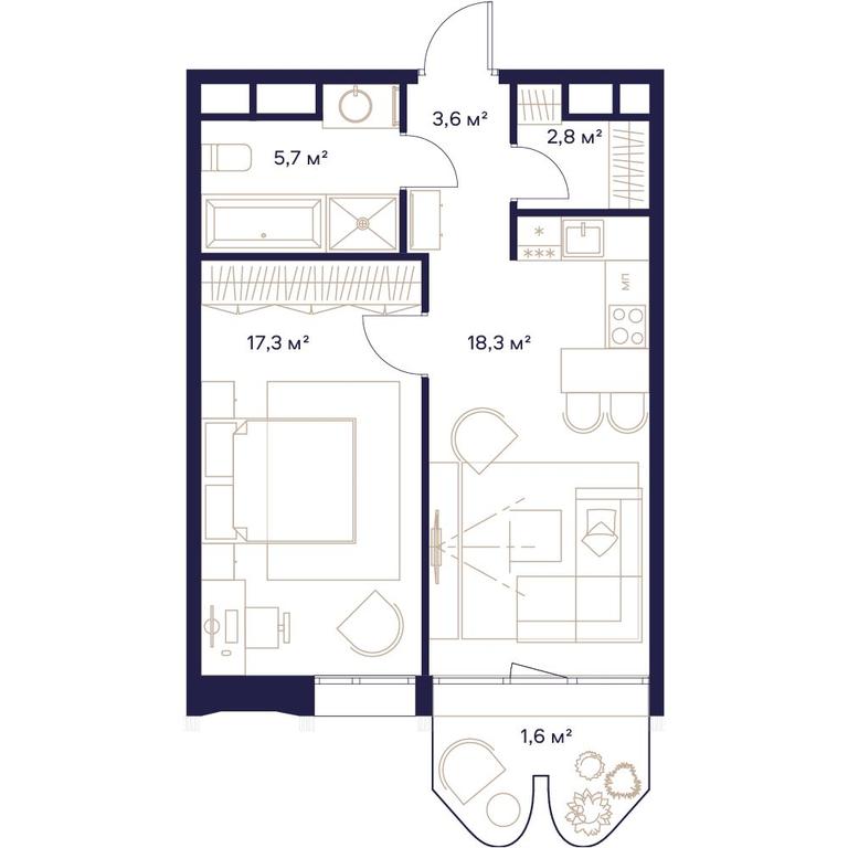 1-BD Apartment Sale, 49.4 sq. m. at Soyuz, Selskokhozyaystvennaya Street, Moscow, Russia #1 1-BD Apartment Sale, 49.4 sq. m. at Soyuz, Selskokhozyaystvennaya Street, Moscow, Russia #1