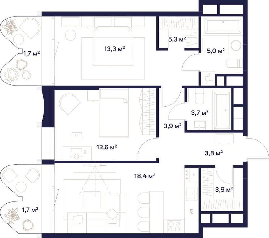 2-BD Apartment Sale, 74.3平方米 at Soyuz, Selskokhozyaystvennaya Street, Moscow, Russia #1 2-BD Apartment Sale, 74.3平方米 at Soyuz, Selskokhozyaystvennaya Street, Moscow, Russia #1