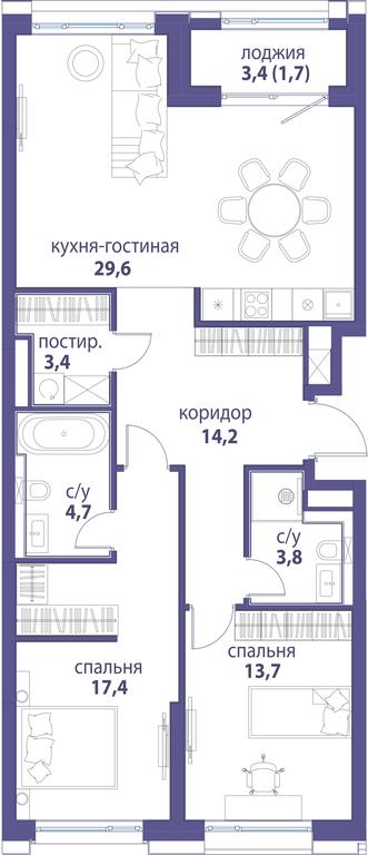 2-BD Apartment Sale, 88.5平方米 at Simvol, Nevelskogo Drive, 6к1, Moscow, Russia #1 2-BD Apartment Sale, 88.5平方米 at Simvol, Nevelskogo Drive, 6к1, Moscow, Russia #1