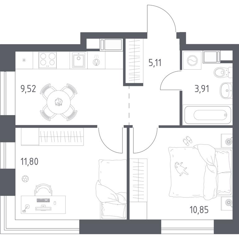 1-BD Apartment Sale, 41.19平方米 at Tsvetochnye Poliany, kvartal № 23, Filimonkovskoye Municipal Formation, Moscow, Russia #1 1-BD Apartment Sale, 41.19平方米 at Tsvetochnye Poliany, kvartal № 23, Filimonkovskoye Municipal Formation, Moscow, Russia #1