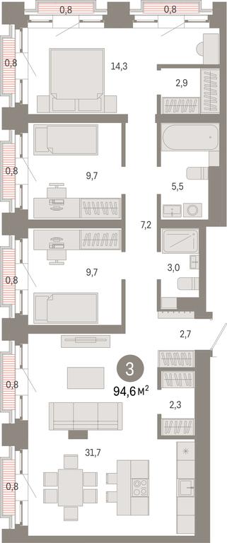 3-BD Apartment Sale, 94.6 sq. m. at Kvartal Metronom, Tagilskaya Street, Moscow, Russia #1 3-BD Apartment Sale, 94.6 sq. m. at Kvartal Metronom, Tagilskaya Street, Moscow, Russia #1