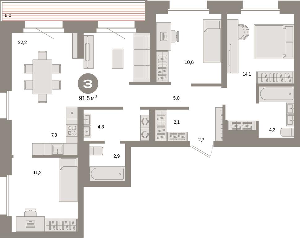 3-BD Apartment Sale, 91.5 sq. m. at Kvartal Metronom, Tagilskaya Street, Moscow, Russia #1