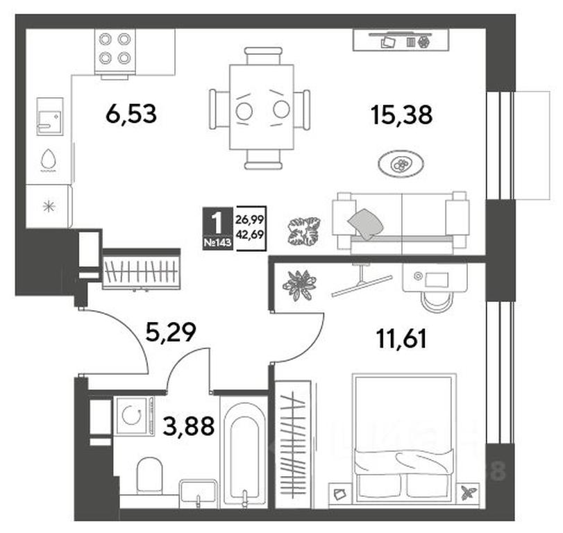 Apartment Sale, 42.69平方米 at Publitsist, ulitsa Zelyonaya Roshcha, Pushkino, Moscow Region, Russia #1 Apartment Sale, 42.69平方米 at Publitsist, ulitsa Zelyonaya Roshcha, Pushkino, Moscow Region, Russia #1
