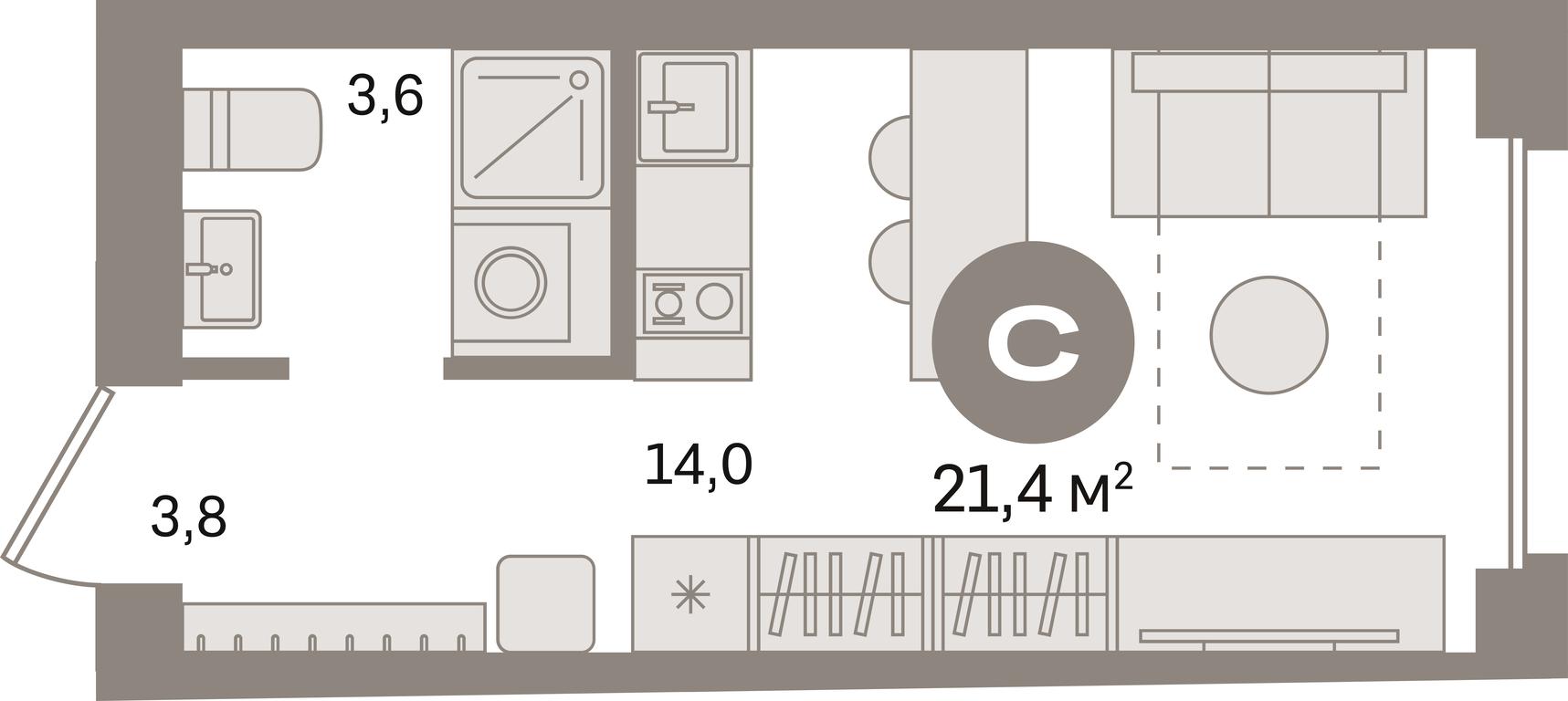Apartment Sale, 21.4 sq. m. at Pervy kvartal, Kalinovaya ulitsa, derevnya Sapronovo, Leninskiy City District, Moscow Region, Russia #1