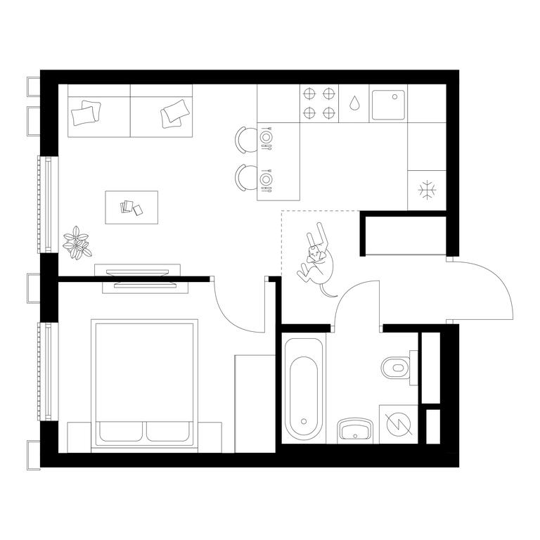 1-BD Apartment Sale, 31.4 sq. m. at Moskvoreche, Kotlyakovskaya Street, Moscow, Russia #1
