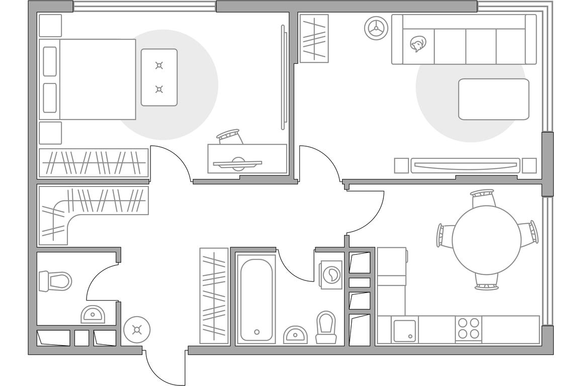 2-BD Apartment Sale, 57.4 sq. m. at Brigantina, Parkovaya ulitsa, 50к1, Dolgoprudny, Moscow Region, Russia #1