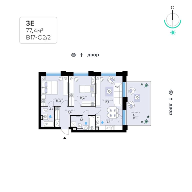 Apartment Sale, 77.4 sq. m. at SberCity, zhiloy kompleks Sbersiti, Rublyovo-Arkhangelskoye Microdistrict, Moscow, Russia #1