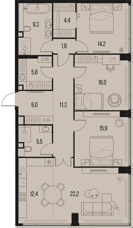 3-BD Apartment Sale, 125.8平方米 at High Life, Letnikovskaya Street, 11/10с1, Moscow, Russia #1