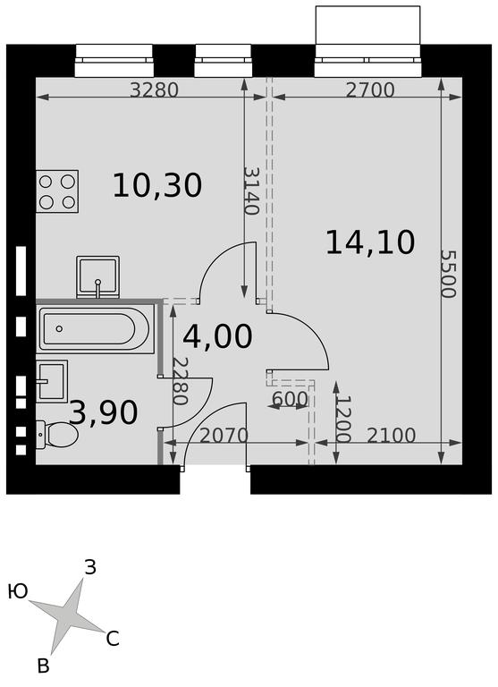 1-BD Apartment Sale, 32.3 sq. m. at Апрелевка, Naro-Fominskiy City District, Moscow Region, Russia #2