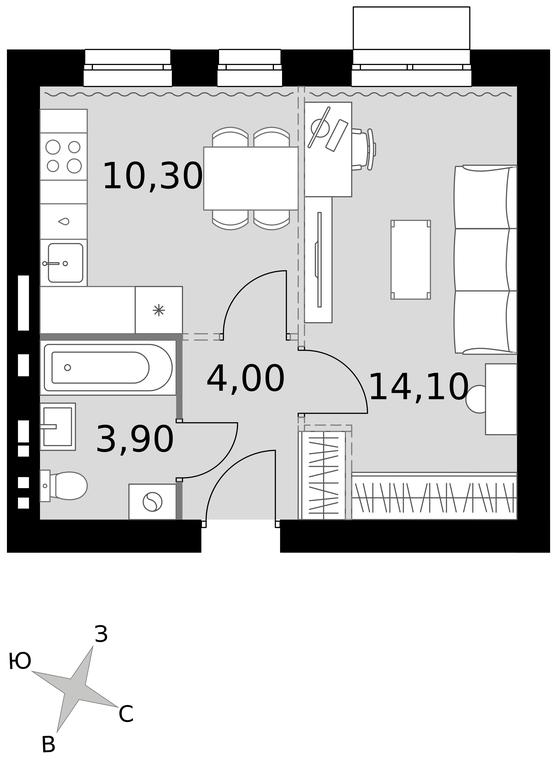 1-BD Apartment Sale, 32.3 sq. m. at Апрелевка, Naro-Fominskiy City District, Moscow Region, Russia #1