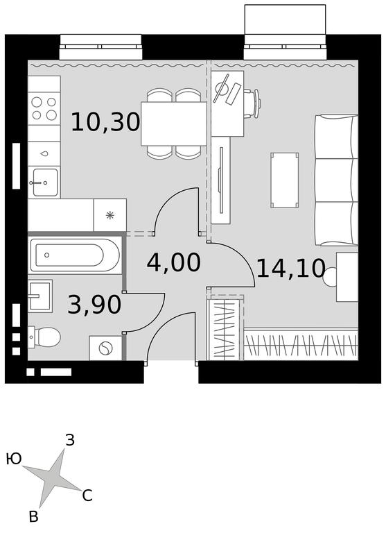 1-BD Apartment Sale, 32.3 sq. m. at Апрелевка, Naro-Fominskiy City District, Moscow Region, Russia #1
