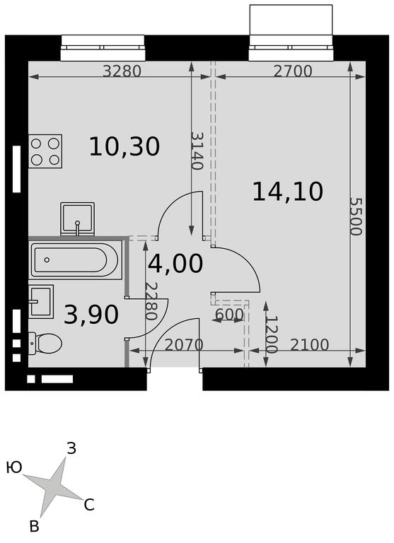 1-BD Apartment Sale, 32.3 sq. m. at Апрелевка, Naro-Fominskiy City District, Moscow Region, Russia #2