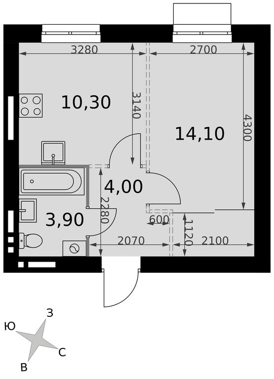 1-BD Apartment Sale, 32.3 sq. m. at Апрелевка, Naro-Fominskiy City District, Moscow Region, Russia #2