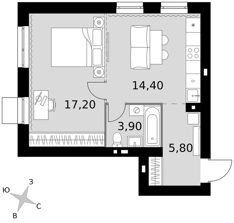1-BD Apartment Sale, 41.3 sq. m. at Апрелевка, Naro-Fominskiy City District, Moscow Region, Russia #1 1-BD Apartment Sale, 41.3 sq. m. at Апрелевка, Naro-Fominskiy City District, Moscow Region, Russia #1