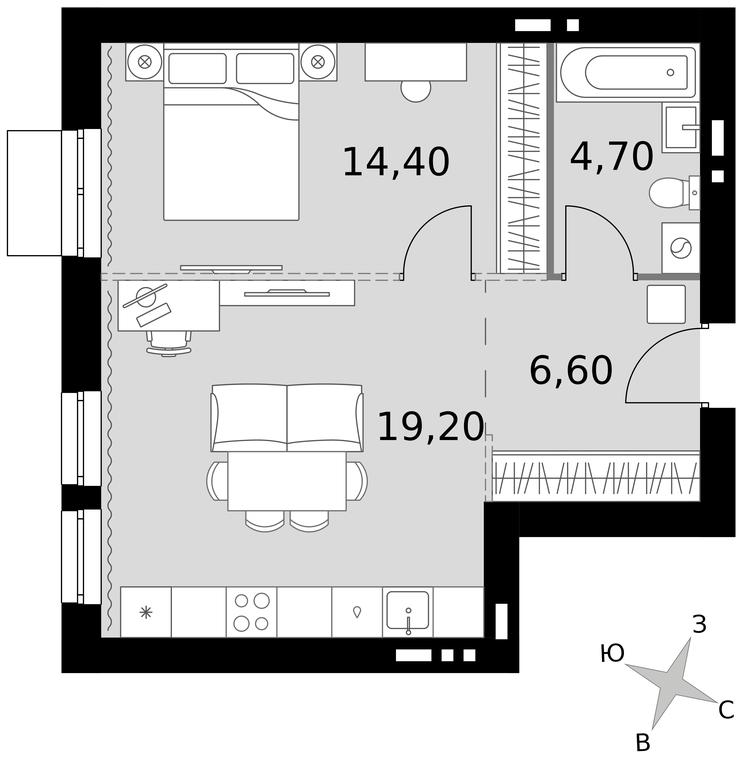2-BD Apartment Sale, 44.9平方米 at Апрелевка, Naro-Fominskiy City District, Moscow Region, Russia #1