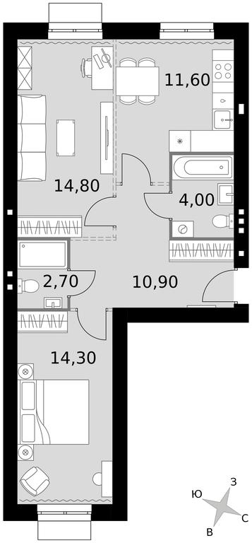 2-BD Apartment Sale, 58.3 sq. m. at Апрелевка, Naro-Fominskiy City District, Moscow Region, Russia #1