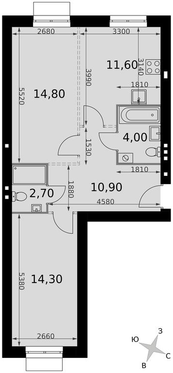 2-BD Apartment Sale, 58.3 sq. m. at Апрелевка, Naro-Fominskiy City District, Moscow Region, Russia #2
